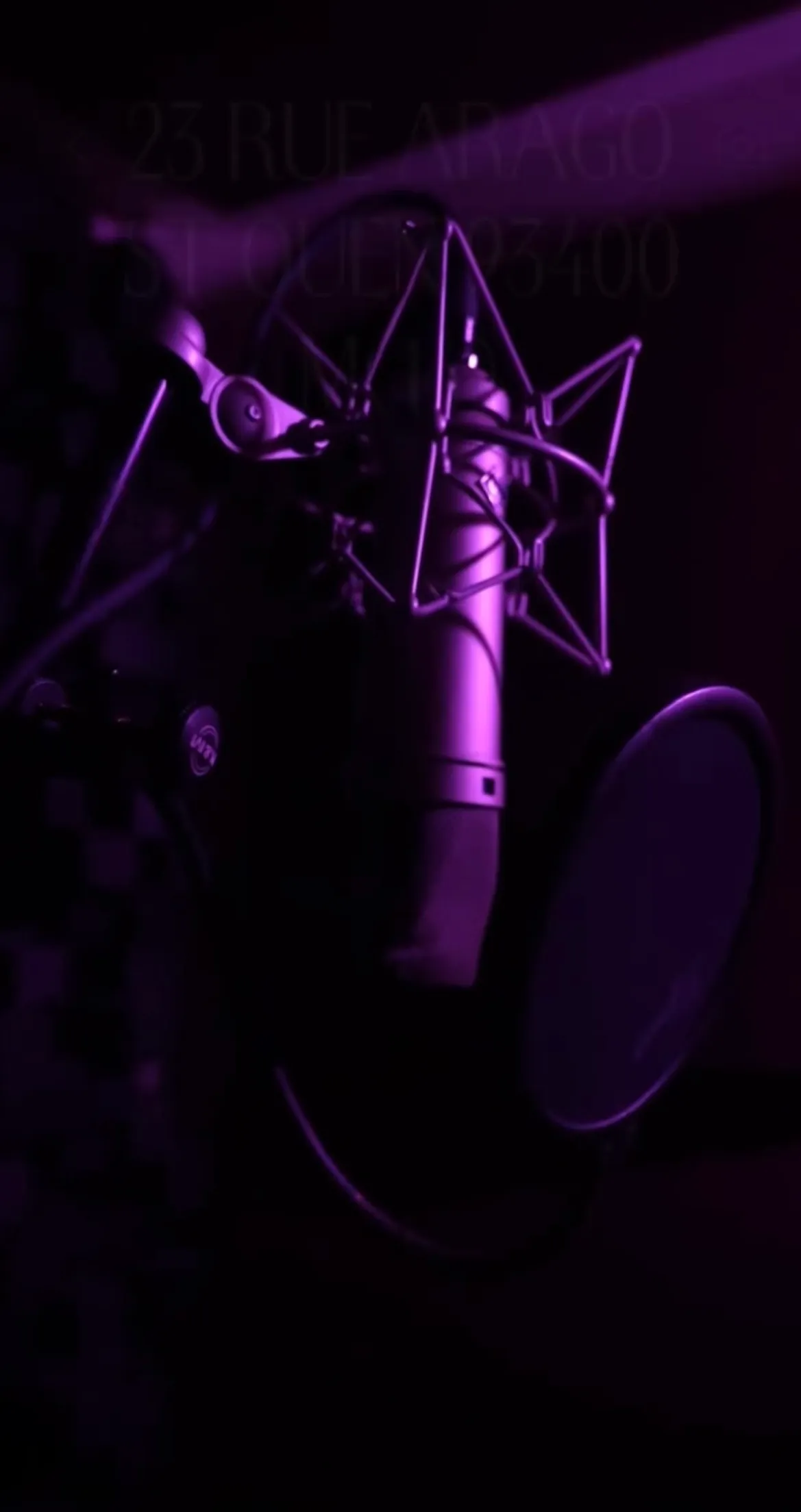 Micro professionnel dans la cabine d'enregistrement du Purple Studio